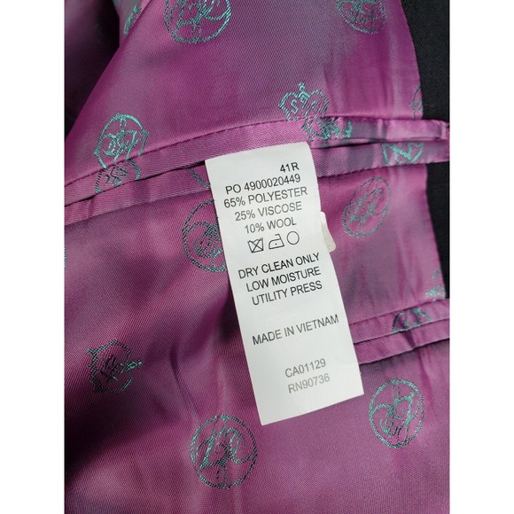 SEAN JOHN 41R Black Classic Lined Blazer Sport Coat 2 Buttons,4 Button Cuff Mens - Picture 10 of 11